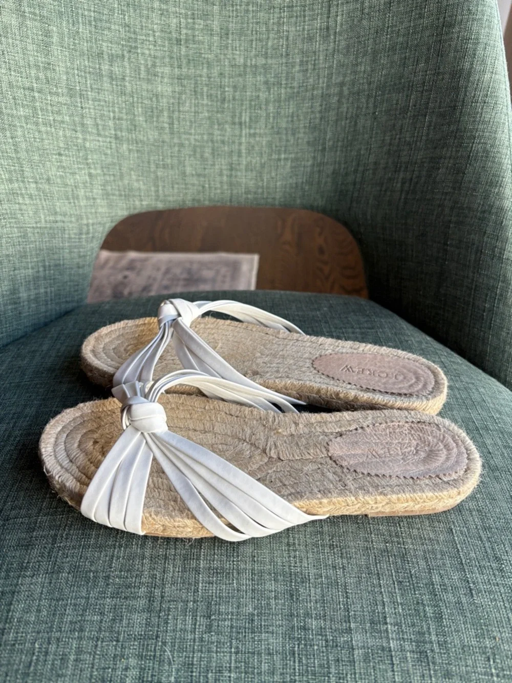 J. Crew women’s White Knotted Espadrille summer Slides Size 8 worn once EUC! - Picture 8 of 14